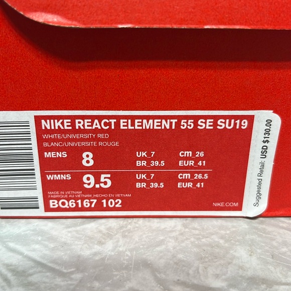 Nike React Element 55 SE SU19 men’s 8 women’s 9.5 like new RED - Picture 13 of 14